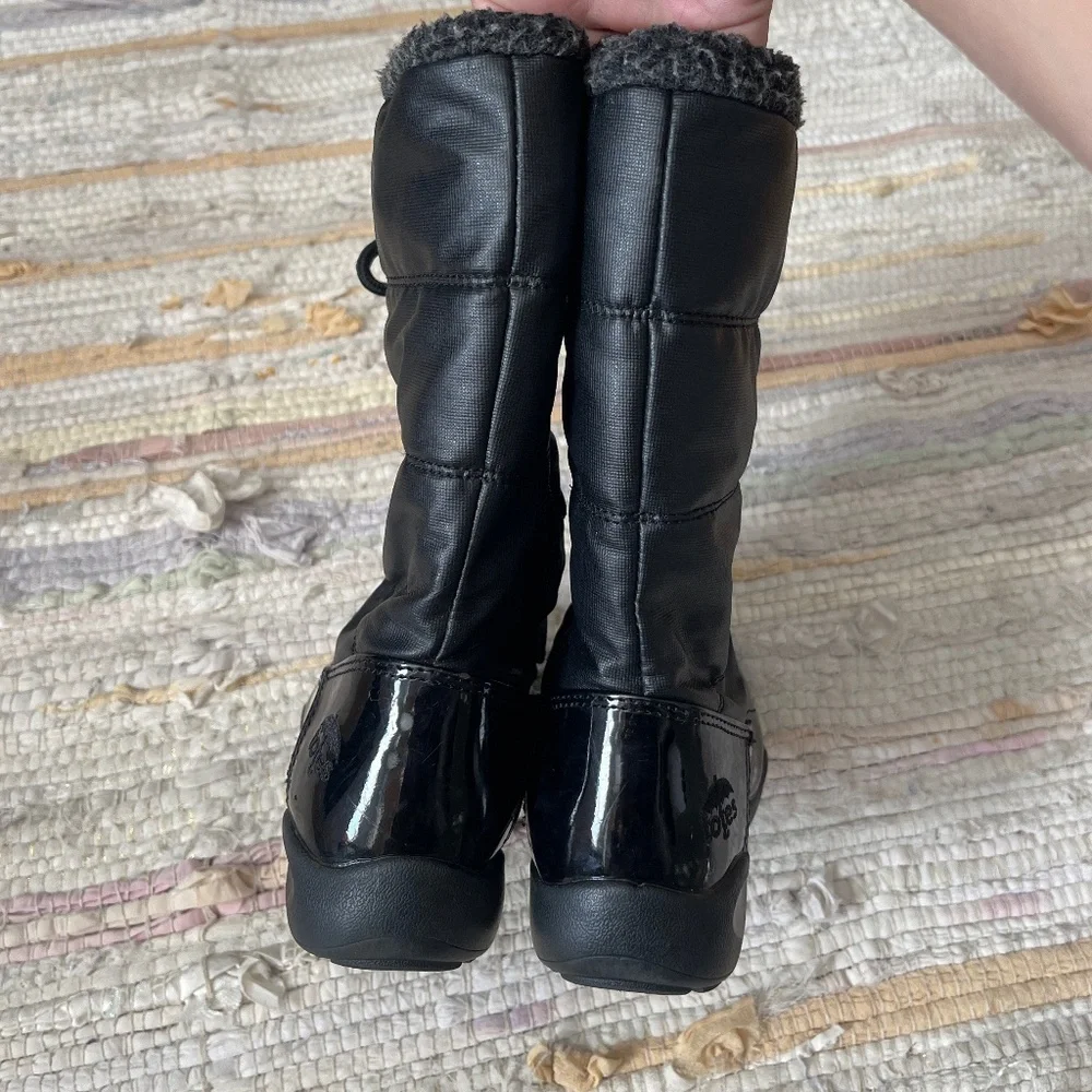 Little Girls Totes Black Faux Fur Lined Zip Up Snow / Winter Boots Size 1